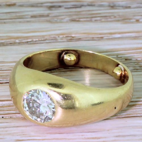 Early 20th Century 1.15 Carat Old European Cut Diamond Solitaire Ring, Circa 1920

