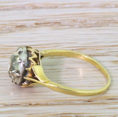 fig 2. Victorian 2.16 Carat Light Yellow Old Cut Diamond Solitaire Ring, circa 1880
