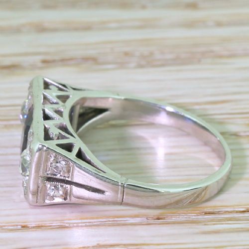 fig 2. Art Deco Natural Sapphire & Old Cut Diamond Trilogy Ring, circa 1940
