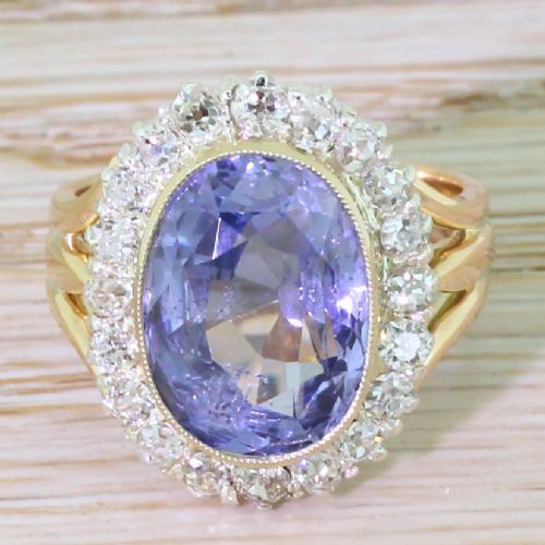 fig 1. Art Deco 9.14 Carat Natural Ceylon Sapphire & Diamond Ring, circa 1925
