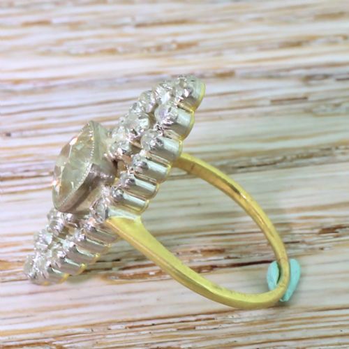 fig 2. Edwardian 1.62 Carat Light Cognac Navette Cluster Ring, circa 1905