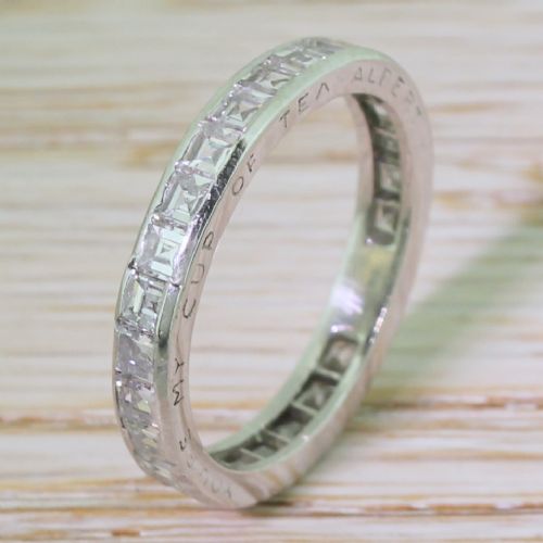 Mid Century 2.16 Carat Carré Cut Diamond Eternity Ring, Dated 1950
