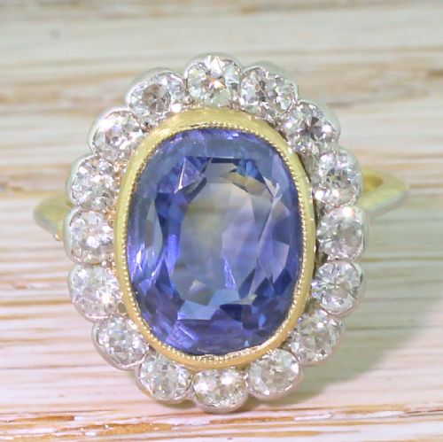 fig 1. Art Deco 8.51 Carat Natural Ceylon Sapphire & Diamond Ring, circa 1935
