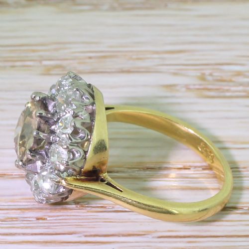 fig 2. Mid Century 3.64 Carat Fancy Cognac Old Cut Diamond Cluster Ring, circa 1945
