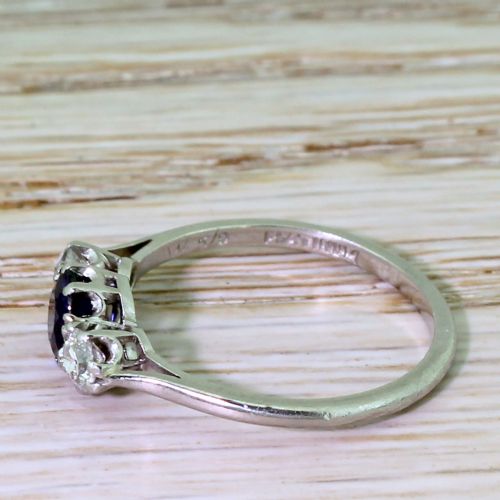 fig 2. Art Deco Sapphire & Old Cut Diamond Trilogy Ring, circa 1930