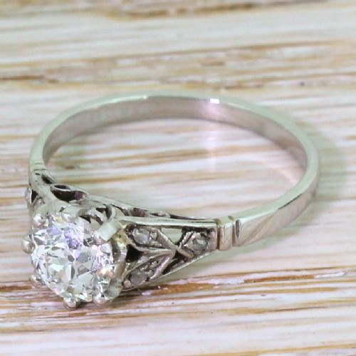 Art Deco 0.91 Carat Old Cut Diamond Engagement Ring, Circa 1935

