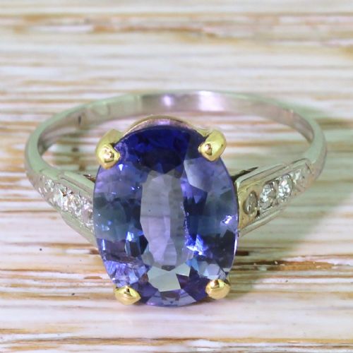 fig 1. Edwardian 3.50 Carat Natural Sapphire Solitaire Ring, circa 1910
