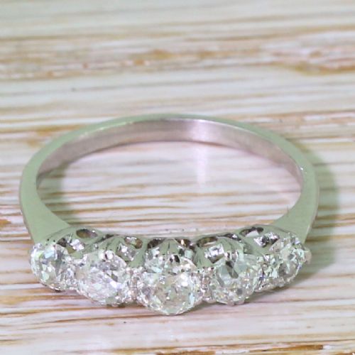 fig 1. Art Deco 0.90 Carat Old Cut Diamond Five Stone Ring, circa 1935