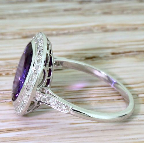 fig 2. Retro 3.50 Carat Natural Purple Sapphire & Diamond Ring, 1950
