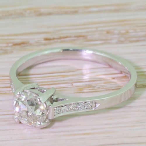 Art Deco 0.75 Carat Old Cut Diamond Engagement Ring, Circa 1940
