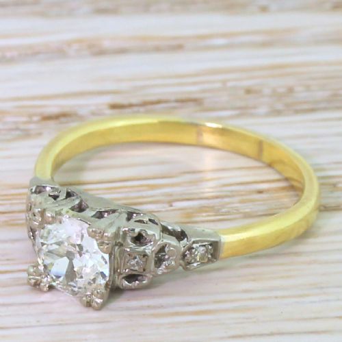 Edwardian 0.66 Carat Old Cut Diamond Engagement Ring, Circa 1910
