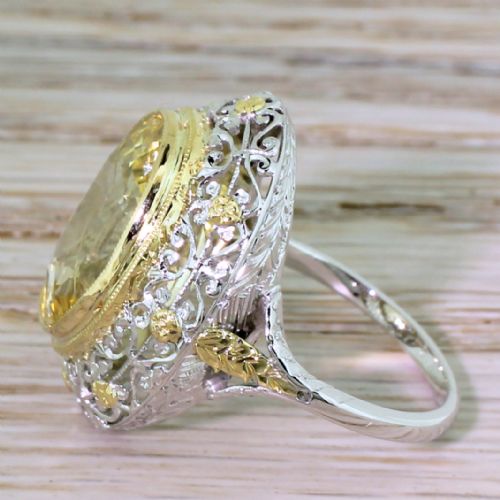 fig 1. Edwardian 11.00 Carat Natural Ceylon Yellow Sapphire Ring, circa 1910