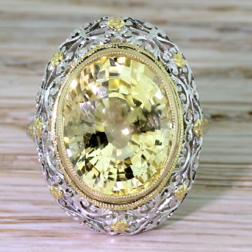 fig 2. Edwardian 11.00 Carat Natural Ceylon Yellow Sapphire Ring, circa 1910