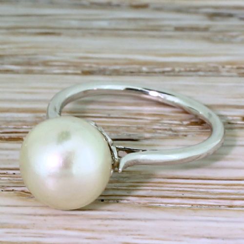 Art Deco Natural Saltwater Pearl Solitaire Ring, Circa 1940
