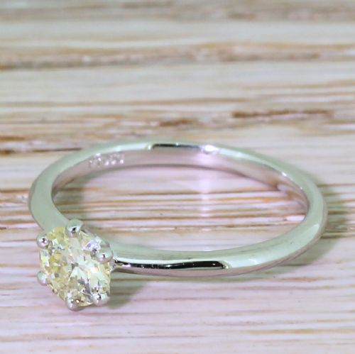0.50 Carat Old European Cut Diamond Engagement Ring, Platinum

