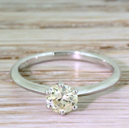 fig 1. 0.50 Carat Old European Cut Diamond Engagement Ring, Platinum