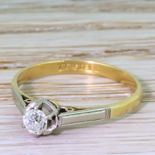 Art Deco 0.25 Carat Old Cut Diamond Engagement Ring, Circa 1920
