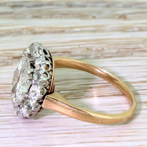 fig 2. Art Deco 2.55 Carat Old Cut Diamond Cluster Ring, French, circa 1930