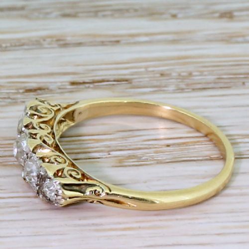 fig 2. Victorian 0.66 Carat Old Cut Diamond Five Stone Ring, circa 1890