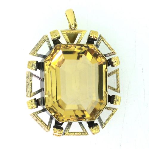 fig 2. Art Deco 25.00 Carat Emerald Cut Citrine Pendant, circa 1925