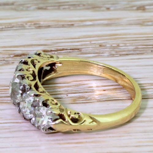 fig 2. Victorian 2.25 Carat Old Cut Diamond Five Stone Ring, circa 1900