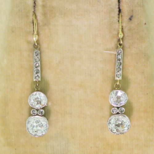 fig 2. Edwardian 2.11 Carat Old Cut Diamond Drop Earrings, circa 1910
