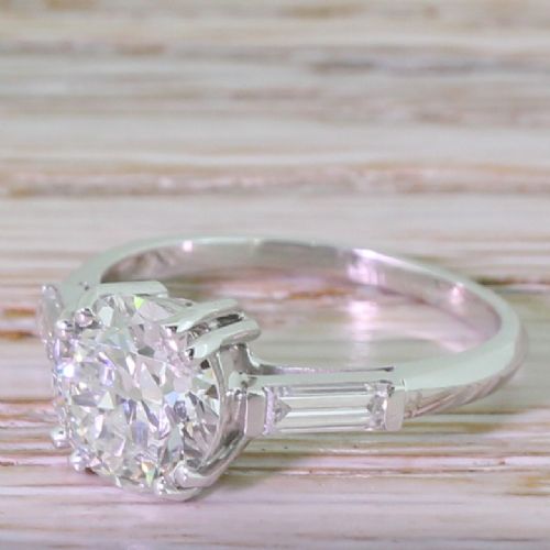 Art Deco 1.52 Carat Old European Cut Diamond Engagement Ring, French, Circa 1940

