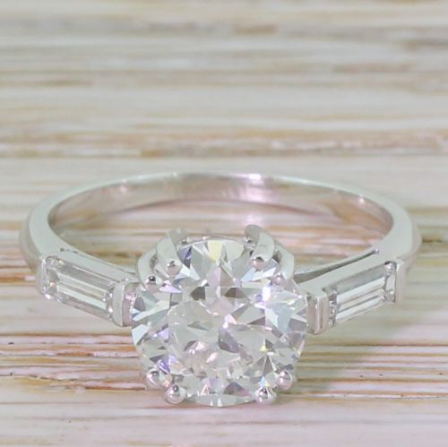 fig 1. Art Deco 1.52 Carat Old European Cut Diamond Engagement Ring, French, circa 1940