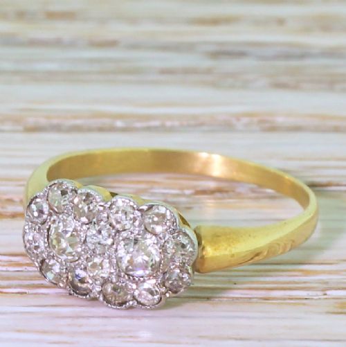 Edwardian 0.44 Carat Old Cut Diamond Double Cluster Ring, Circa 1905

