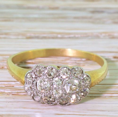 fig 1. Edwardian 0.44 Carat Old Cut Diamond Double Cluster Ring, circa 1905