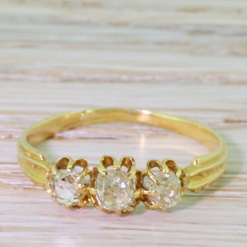 fig 1. Edwardian 0.80 Carat Old Cut Diamond Trilogy Ring, French, circa 1905