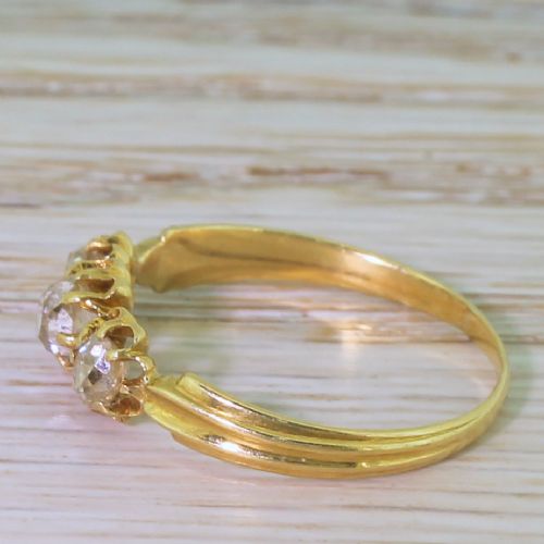 fig 2. Edwardian 0.80 Carat Old Cut Diamond Trilogy Ring, French, circa 1905