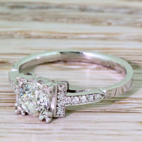 Art Deco 0.70 Carat Old Cut Diamond Engagement Ring, Circa 1930
