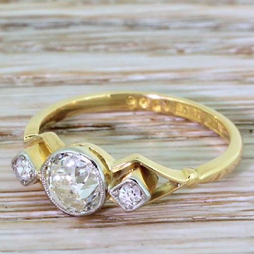 Art Deco 0.92 Carat Old Cut Diamond Engagement Ring, Circa 1915
