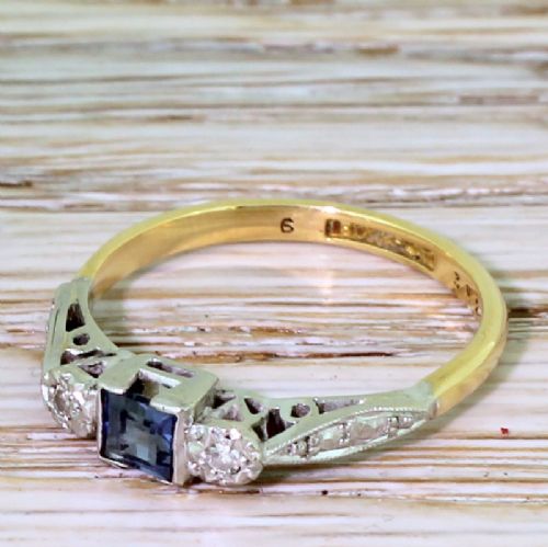 Art Deco Sapphire & Diamond Trilogy Ring, Circa 1935
