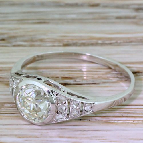 Art Deco 1.42 Carat Old Cut Diamond Engagement Ring, Circa 1935
