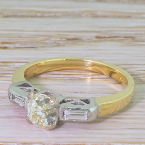 Art Deco 0.82 Carat Old Cut Diamond Engagement Ring, Circa 1940
