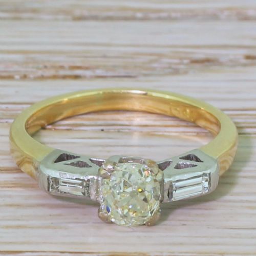 fig 1. Art Deco 0.82 Carat Old Cut Diamond Engagement Ring, circa 1940
