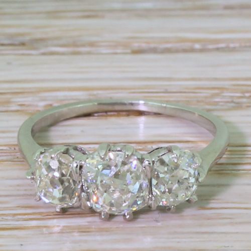fig 1. Art Deco 2.34 Carat Old Cut Diamond Trilogy Ring, circa 1940
