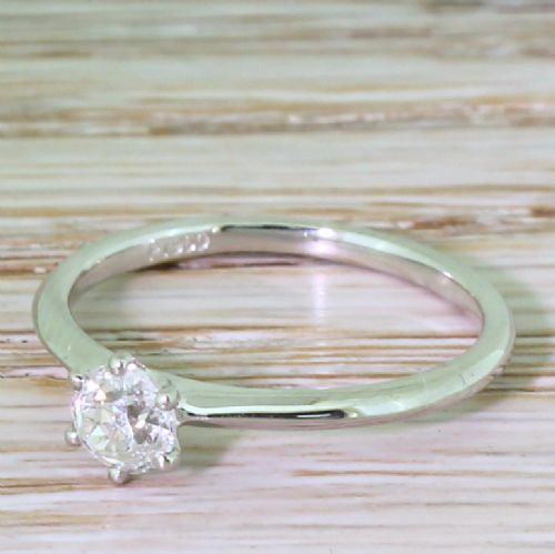 0.50 Carat Old Cut Diamond Engagement Ring, Platinum
