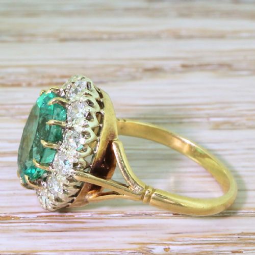 fig 2. Mid Century 3.26 Carat Colombian Emerald & Diamond Coronet Cluster Ring, 1950