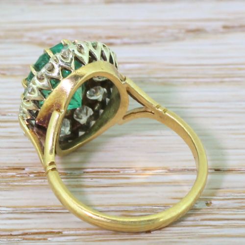 fig 3. Mid Century 3.26 Carat Colombian Emerald & Diamond Coronet Cluster Ring, 1950