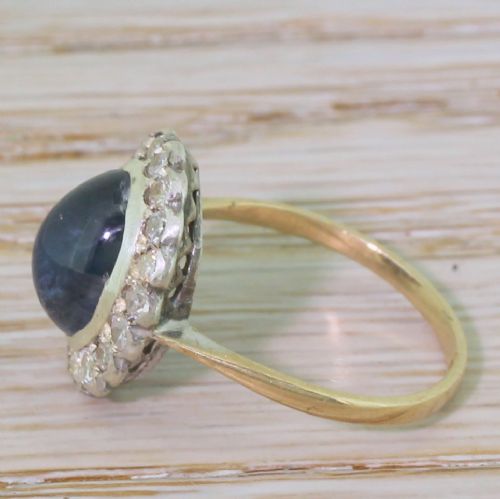 fig 2. Art Deco 2.50 Carat Cabochon Sapphire & Diamond Cluster Ring, circa 1940