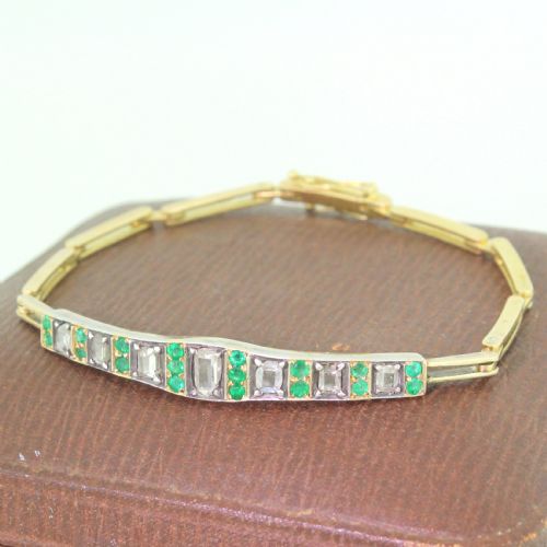 fig 2. Edwardian Rose Cut Diamond & Emerald Bracelet, with Original Box, circa 1905