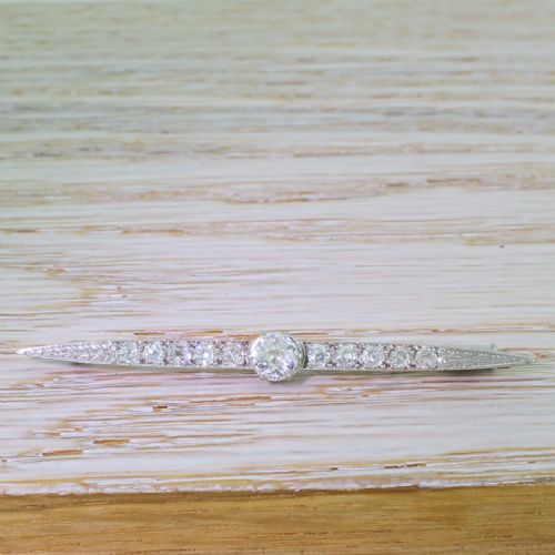 fig 1. Art Deco 1.03 Carat Old Cut Diamond Pin Brooch, circa 1920
