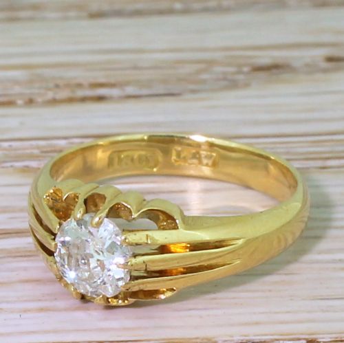 Victorian 0.55 Carat Old Cut Diamond Solitaire Ring, Circa 1900

