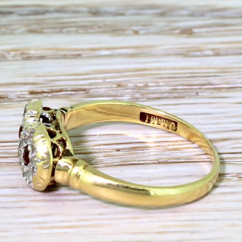 fig 2. Victorian Ruby & Old Cut Diamond Double Cluster Ring, circa 1900
