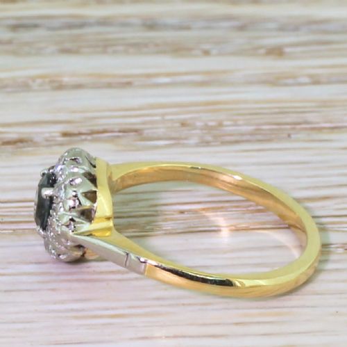 fig 2. Mid Century Sapphire & Eight Cut Diamond Cluster Ring, 1950
