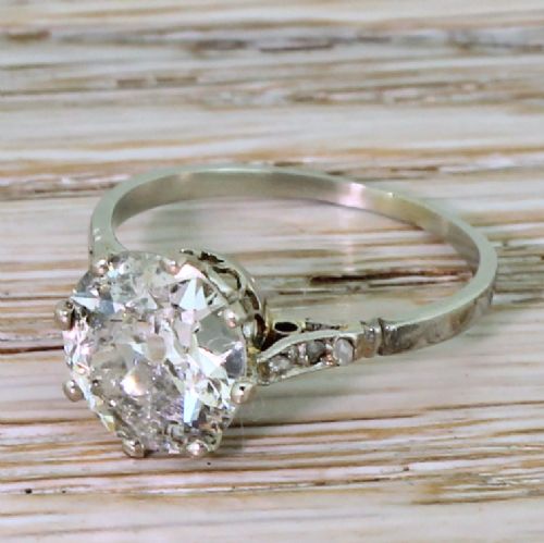 Retro 2.17 Carat Old Cut Diamond Engagement Ring, Circa 1945
