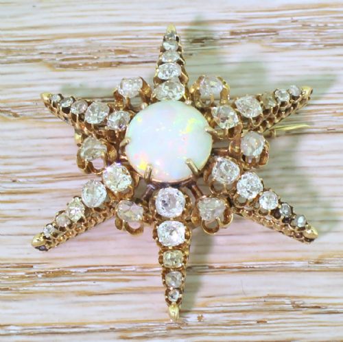 fig 1. Victorian Opal, Old Cut Diamond & Rose Cut Diamond Star Brooch, circa 1880
